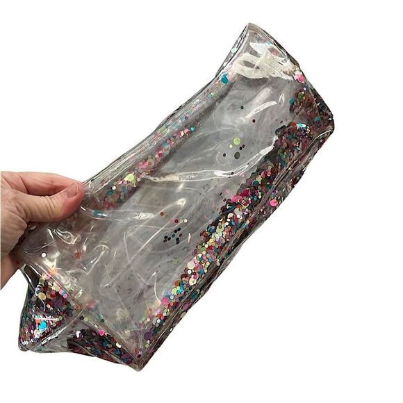 Packed Party Confetti Bucket Bag Clear Tote Glitter Gold Handles - Picture 5 of 8